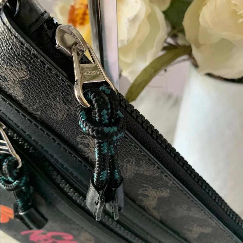 NWOT COACH Large Front Zip Wristlet Horse And Carriage and Graffiti print